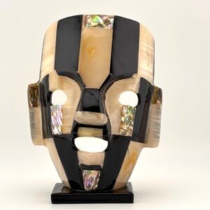 Handcrafted Aztec/Mayan Style Ceremonial Mask On Base
